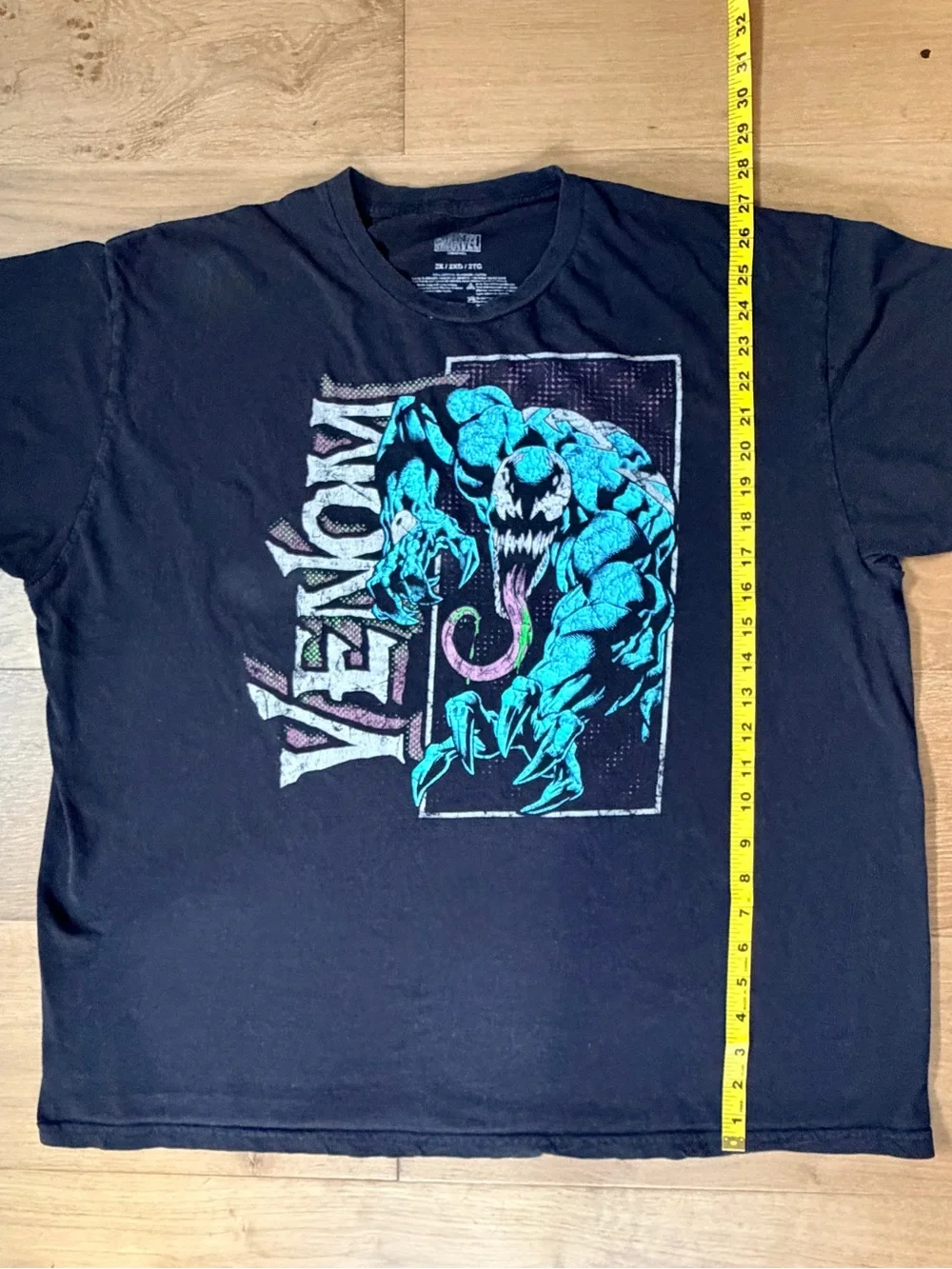 Marvel Venom Graphic Tee Superhero Villain Comic Black Teal Men's 2XL Licensed